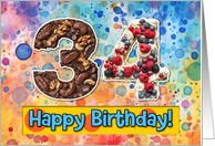 34 Years Old Happy Birthday Cake card