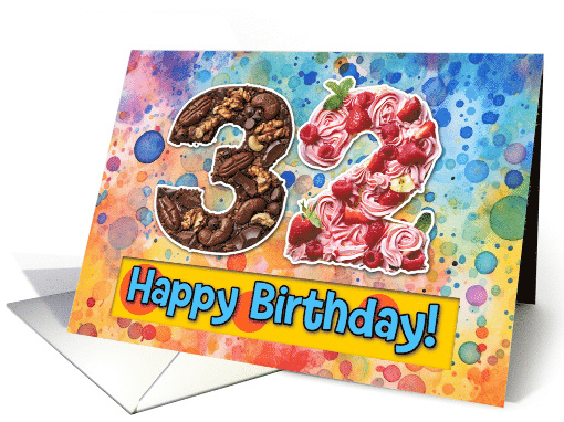 32 Years Old Happy Birthday Cake card (1826488)