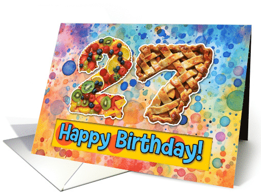 27 Years Old Happy Birthday Cake card (1826498)
