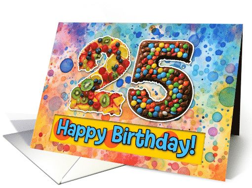 25 Years Old Happy Birthday Cake card (1826502)