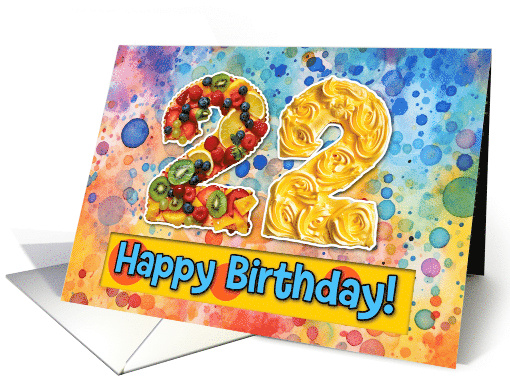 22 Years Old Happy Birthday Cake card (1826508)