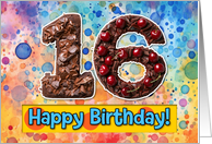 16 Years Old Happy Birthday Cake card