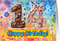 14 Years Old Happy Birthday Cake card
