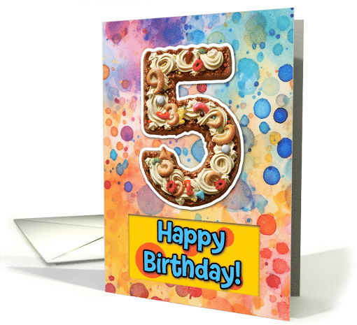 5 Years Old Happy Birthday Cake card (1826546)