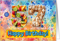 57 Years Old Happy Birthday Cake card