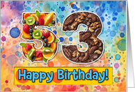 53 Years Old Happy Birthday Cake card