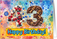 43 Years Old Happy Birthday Cake card