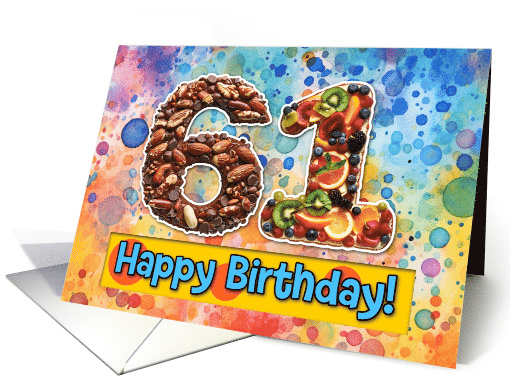 61 Years Old Happy Birthday Cake card (1826782)