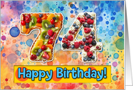 74 Years Old Happy Birthday Cake card