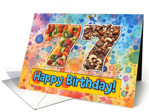 77 Years Old Happy Birthday Cake card (1826924)