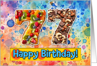 77 Years Old Happy Birthday Cake card