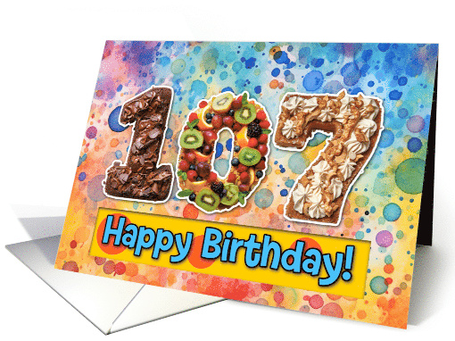 107 Years Old Happy Birthday Cake card (1826948)