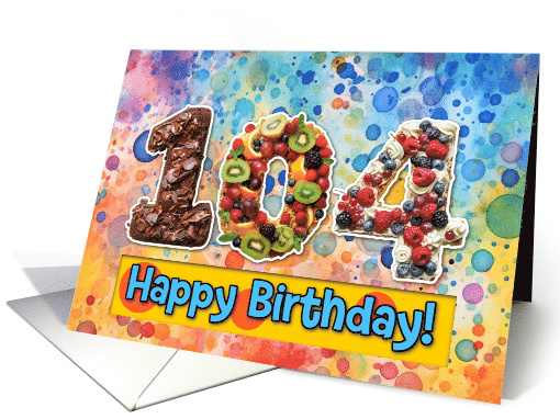 104 Years Old Happy Birthday Cake card (1826954)