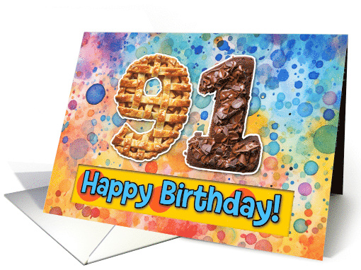 91 Years Old Happy Birthday Cake card (1826980)