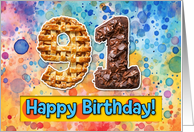 91 Years Old Happy Birthday Cake card