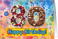 80 Years Old Happy Birthday Cake card