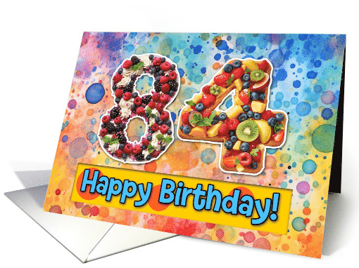 84 Years Old Happy Birthday Cake card (1827002)