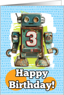 3 Years Old Happy Birthday Robots card