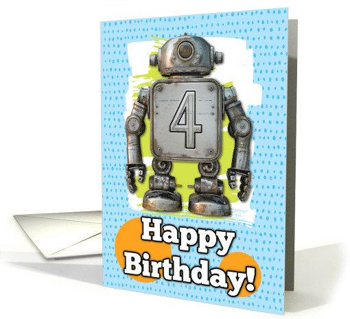 4 Years Old Happy Birthday Robots card (1827370)