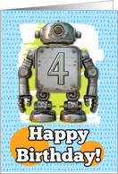 4 Years Old Happy Birthday Robots card