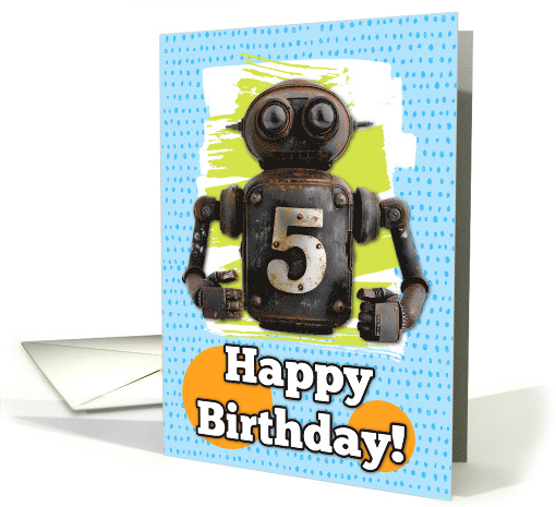 5 Years Old Happy Birthday Robots card (1827372)
