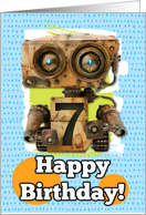 7 Years Old Happy Birthday Robots card