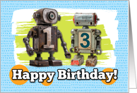 13 Years Old Happy Birthday Robots card