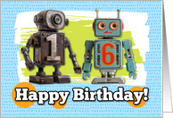 16 Years Old Happy Birthday Robots card