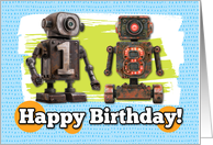 18 Years Old Happy Birthday Robots card