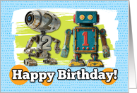 21 Years Old Happy Birthday Robots card