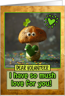 Volunteer St. Patrick’s Day Mushroom with Green Heart card