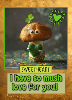 Sweetheart St. Patrick's Day Mushroom with Green Heart
