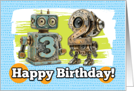 32 Years Old Happy Birthday Robots card