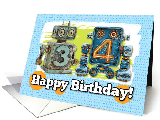 34 Years Old Happy Birthday Robots card (1827894)