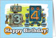 34 Years Old Happy Birthday Robots card