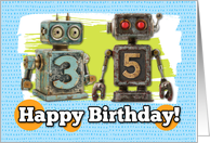 35 Years Old Happy Birthday Robots card