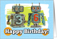 36 Years Old Happy Birthday Robots card
