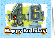 46 Years Old Happy Birthday Robots card