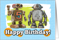 54 Years Old Happy Birthday Robots card