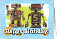 55 Years Old Happy Birthday Robots card