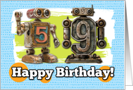 59 Years Old Happy Birthday Robots card