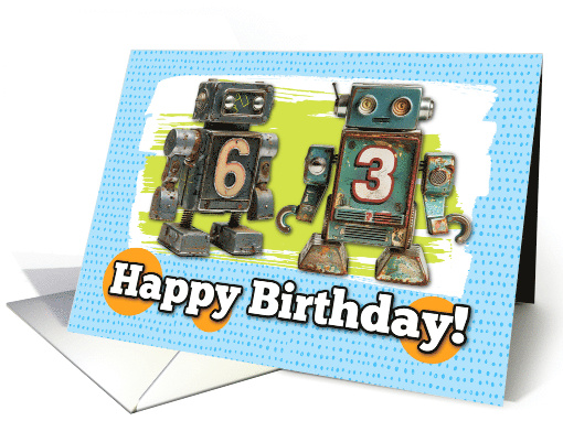 63 Years Old Happy Birthday Robots card (1827966)