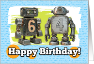64 Years Old Happy Birthday Robots card