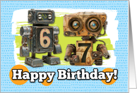 67 Years Old Happy Birthday Robots card