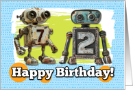 72 Years Old Happy Birthday Robots card