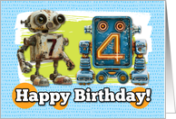 74 Years Old Happy Birthday Robots card