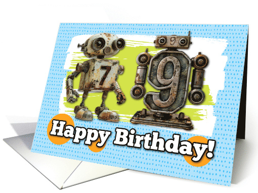 79 Years Old Happy Birthday Robots card (1827998)