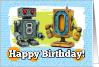 80 Years Old Happy Birthday Robots card