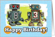 83 Years Old Happy Birthday Robots card