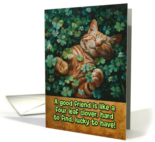St. Patrick's Day Ginger Cat Lucky Clover card (1828072)